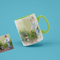 Scraped Art Style Pet Portrait Mugs - Unique, Eco-Friendly Drinkware - 11oz Ceramic Mug
