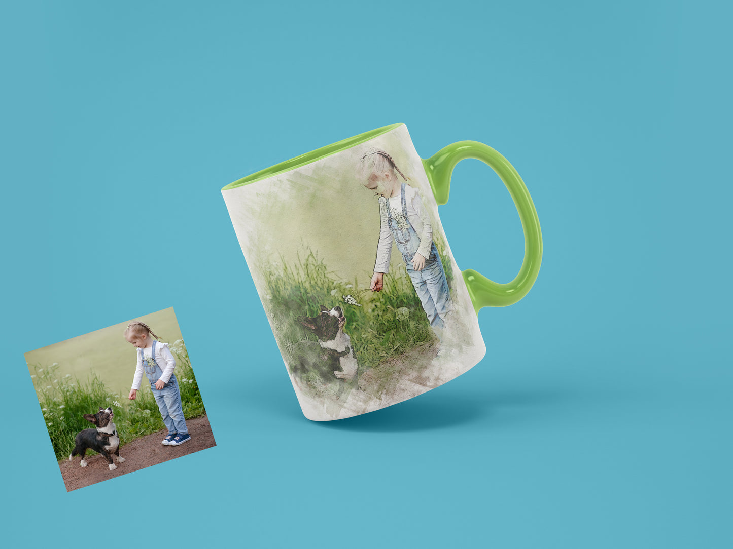 Scraped Art Style Pet Portrait Mugs - Unique, Eco-Friendly Drinkware - 11oz Ceramic Mug