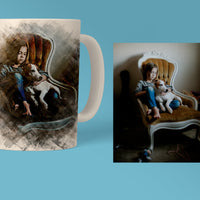 Scraped Art Style Pet Portrait Mugs - Unique, Eco-Friendly Drinkware - 11oz Ceramic Mug