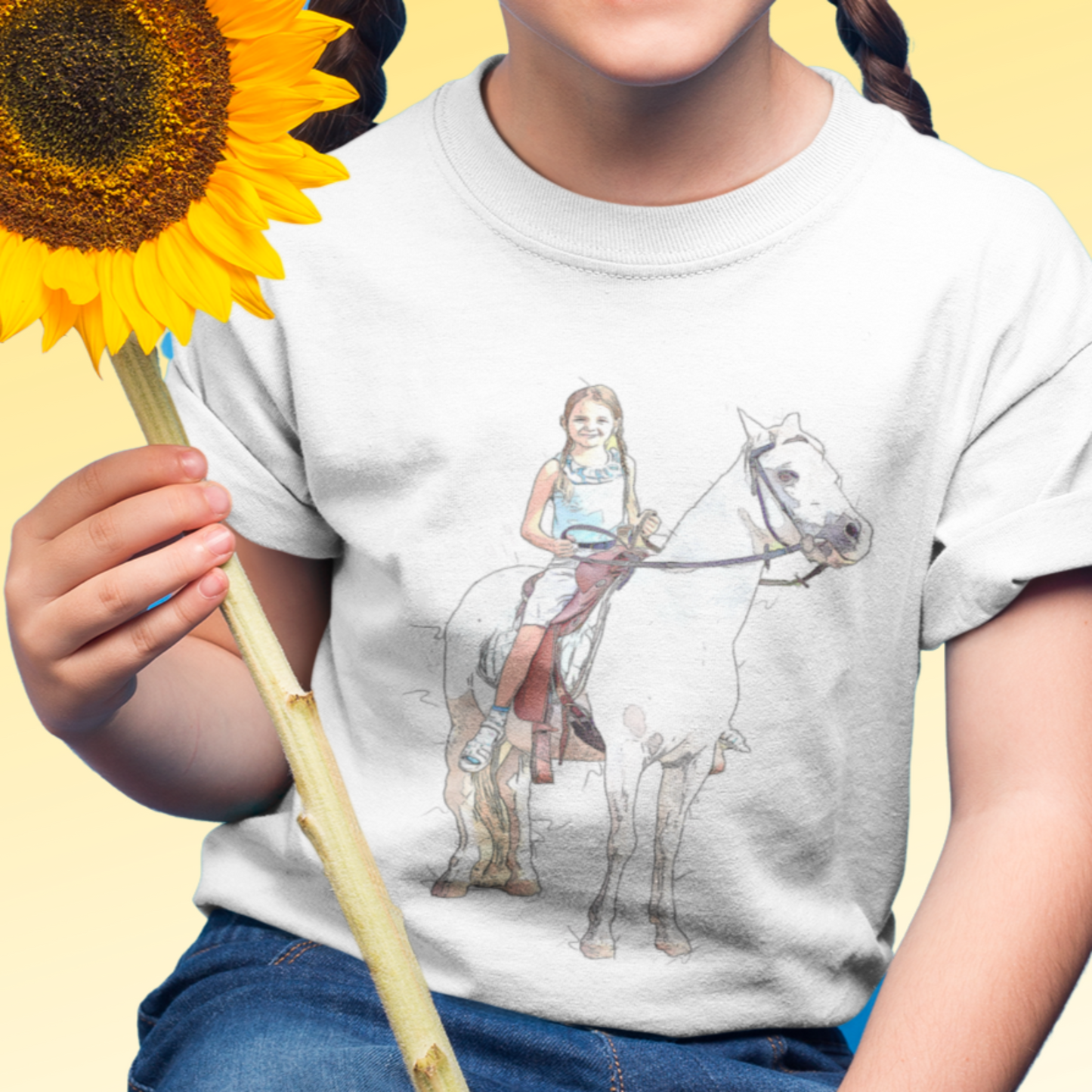 Kids Tshirt - Custom Cartoon Pet Portrait  on a  t-shirt - pet portrait custom - Unique Personalised Gif