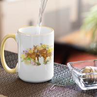 Watercolor Pet Portrait Mugs - Artistic, Personalized Drinkware -  with a colored rim and handle - 11oz Ceramic Mug