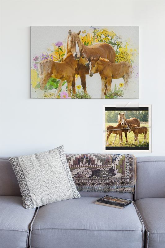 Personalized artwork based on your photo on canvas -  Unique gift - Custom print- Watercolor style