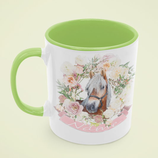 Watercolor Pet Portrait Mugs - Artistic, Personalized Drinkware -  with a colored rim and handle - 11oz Ceramic Mug
