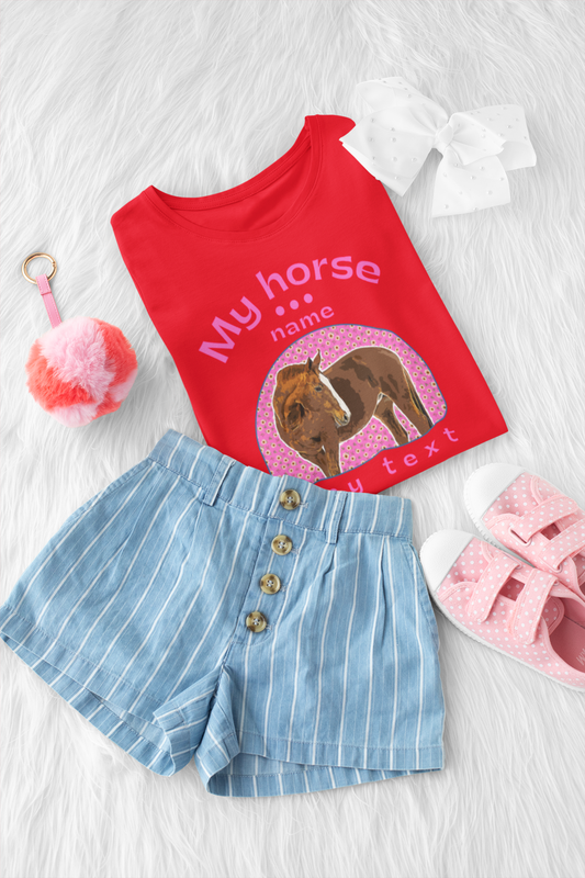 Children's T-shirt - Personalized Cartoon Pet Illustration - Custom Pet Portrait Tee