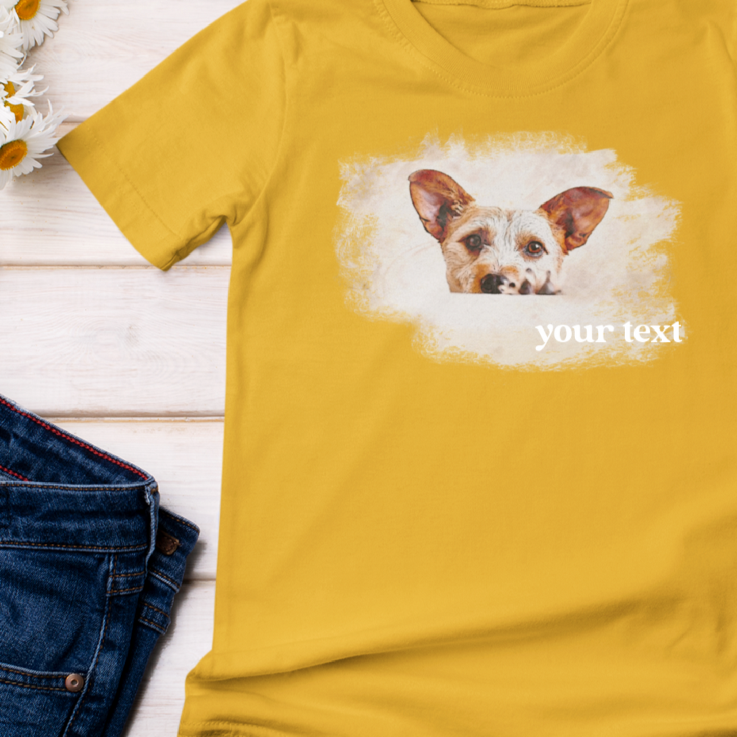 Custom Pet Portrait T-Shirt - Artistic Painted Shape Design