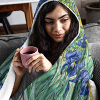Hooded Blanket - Irises from van Gogh