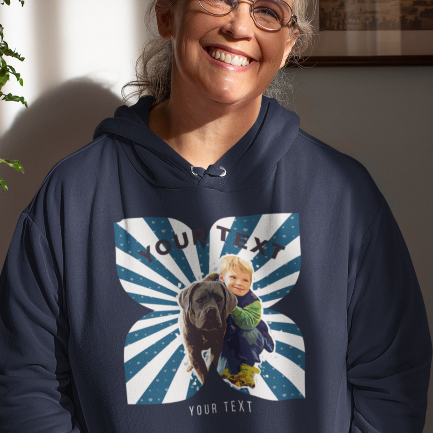 Vector Art Pet Portrait Hoodie - Customizable, Unique Gift Idea for Pet Lovers