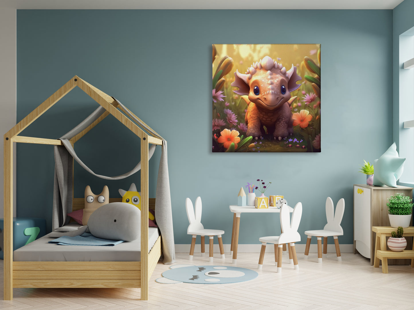 Dinosaur Hugs: Cuddlesaurus Wall Art for Playrooms and Nurseries