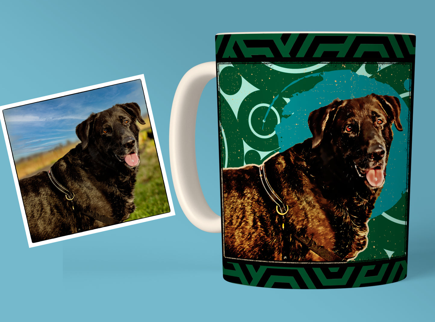 Retro Art Custom Pet Mug - Personalized Pet Portrait, Unique Gift for Pet Lovers - 11oz Ceramic Mug