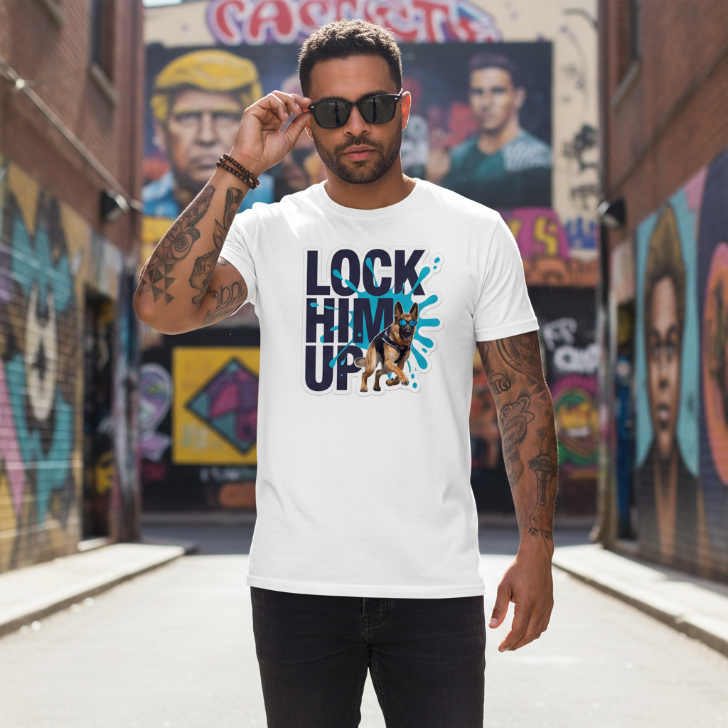 Lock Him Up Statement Tee | German Shepherd Protest Graphic Shirt