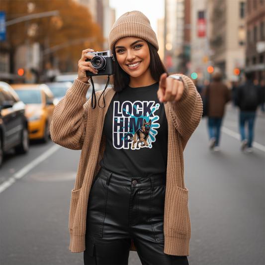 Lock Him Up Statement Tee | German Shepherd Protest Graphic Shirt