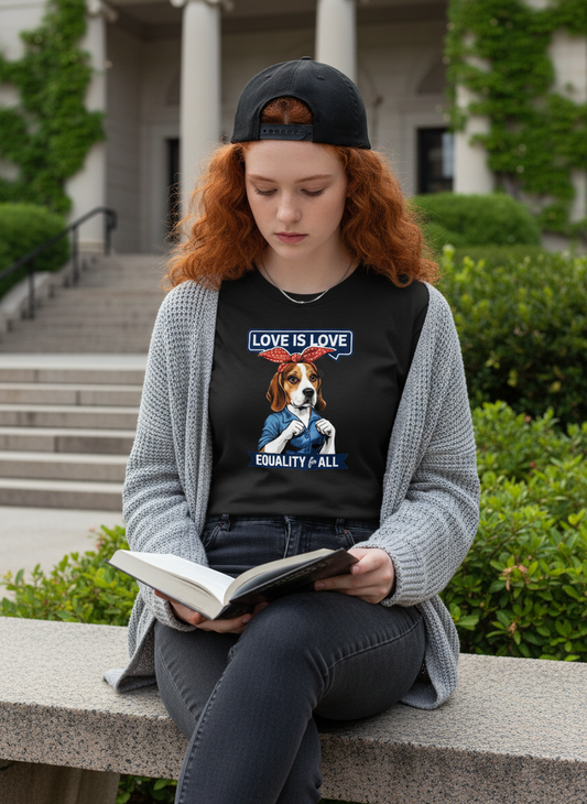 Beagle Statement Tee | Love Is Love Equality Shirt | Bold Dog Graphic
