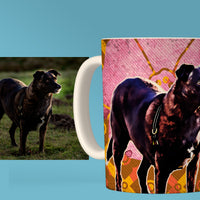 Retro Art Custom Pet Mug - Personalized Pet Portrait, Unique Gift for Pet Lovers - 11oz Ceramic Mug