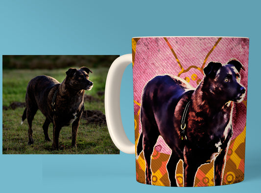 Retro Art Custom Pet Mug - Personalized Pet Portrait, Unique Gift for Pet Lovers - 11oz Ceramic Mug