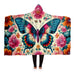 Butterfly and Flower Hooded Wrap - Cozy Floral Cover for Comfort