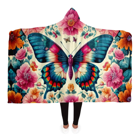 Butterfly and Flower Hooded Wrap - Cozy Floral Cover for Comfort