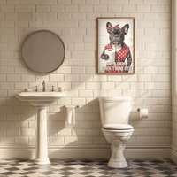 French Bulldog Toilet Poster – Vintage Style Bathroom Art Print