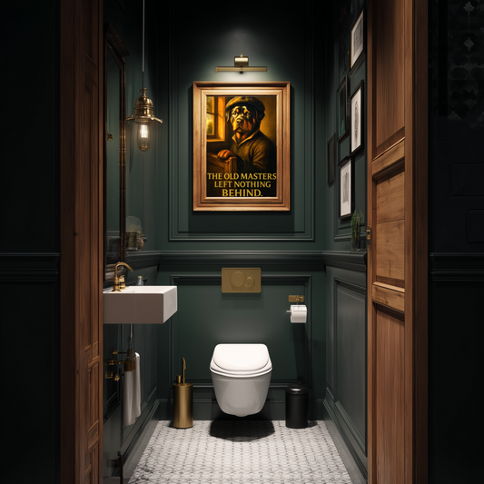 Rottweiler Toilet Poster – Dutch Old Masters Bathroom Art with Humor