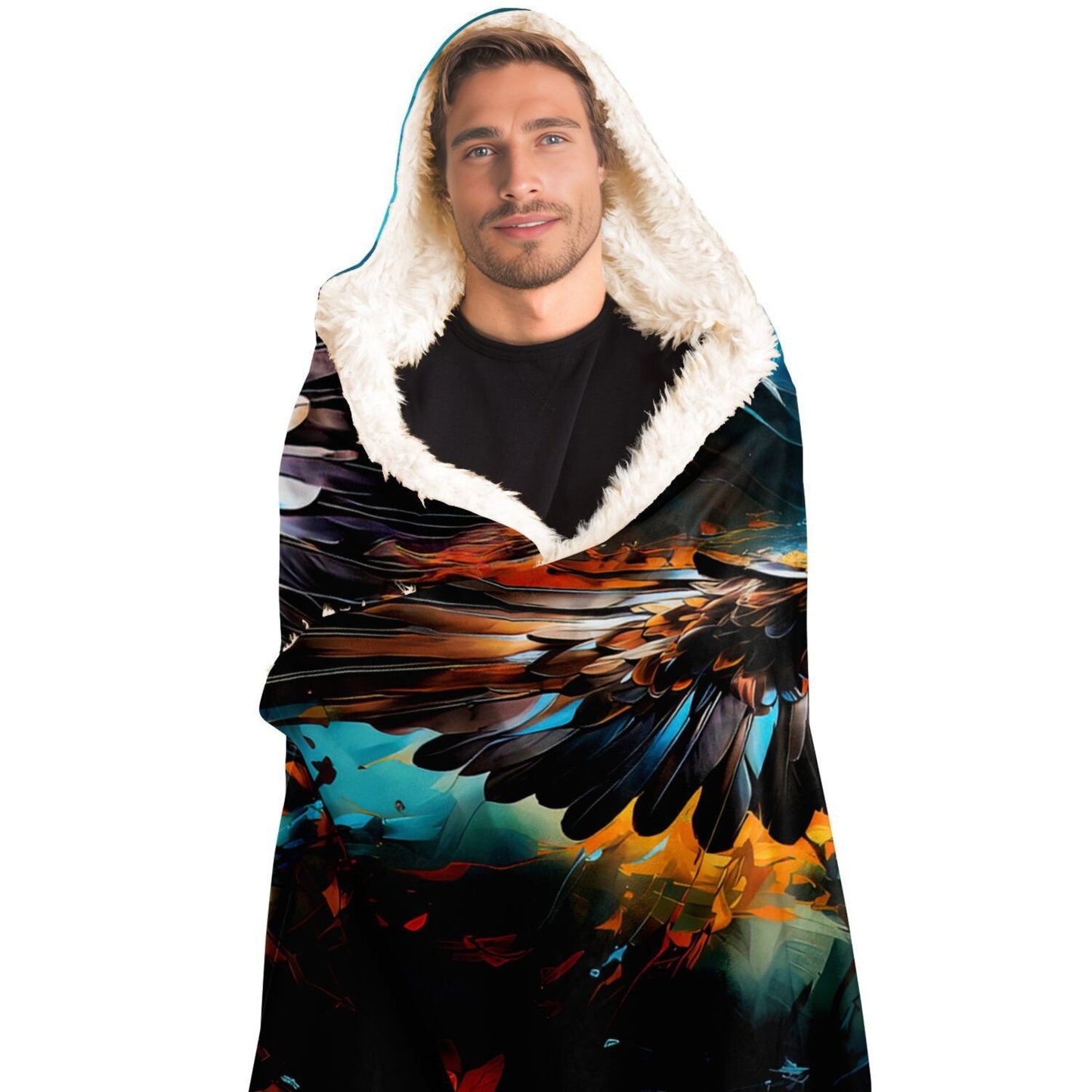 Hooded Blanket -Vibrant Floral & Fierce Seahawk