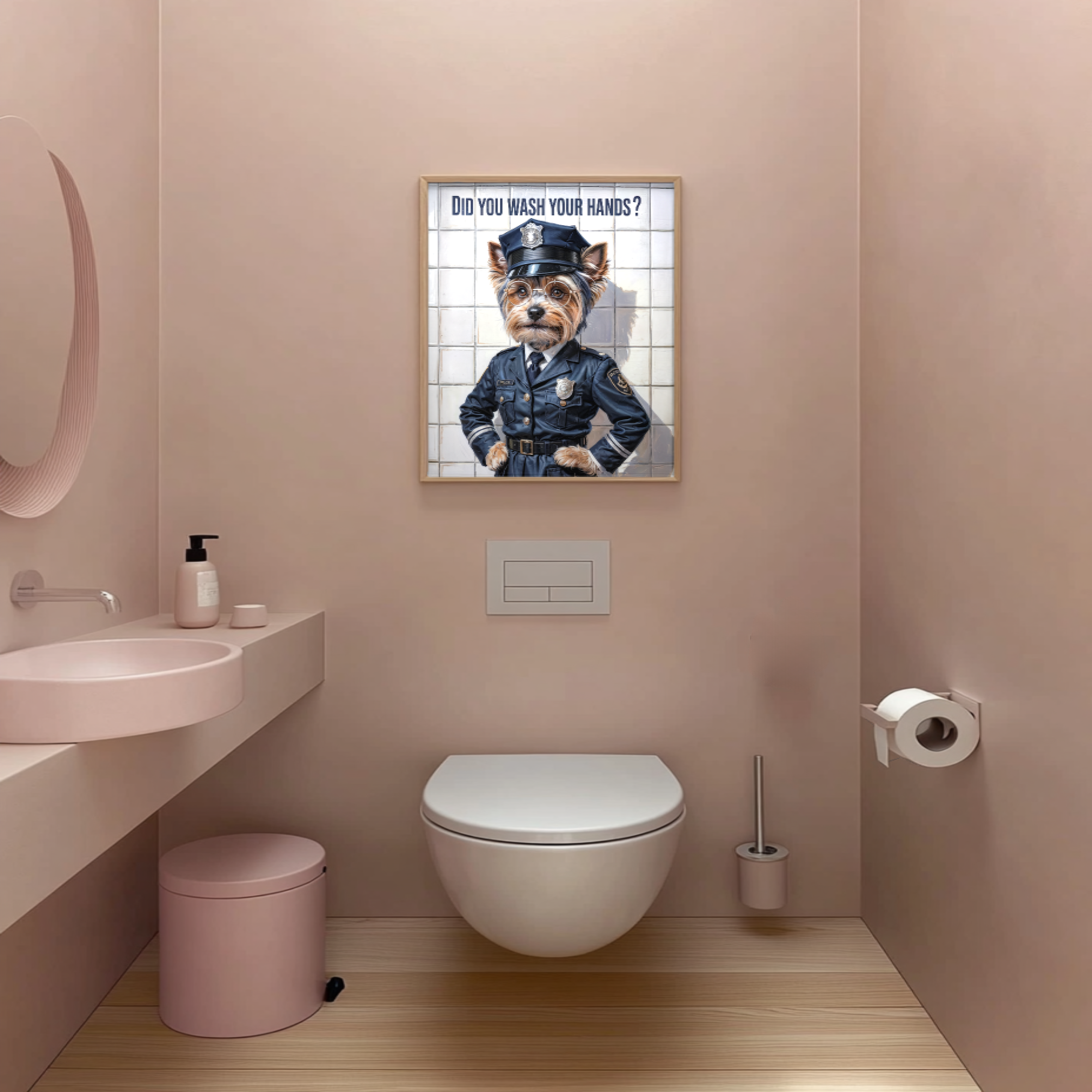 Yorkshire Terrier Bathroom Poster – Funny Handwashing  Wall Art