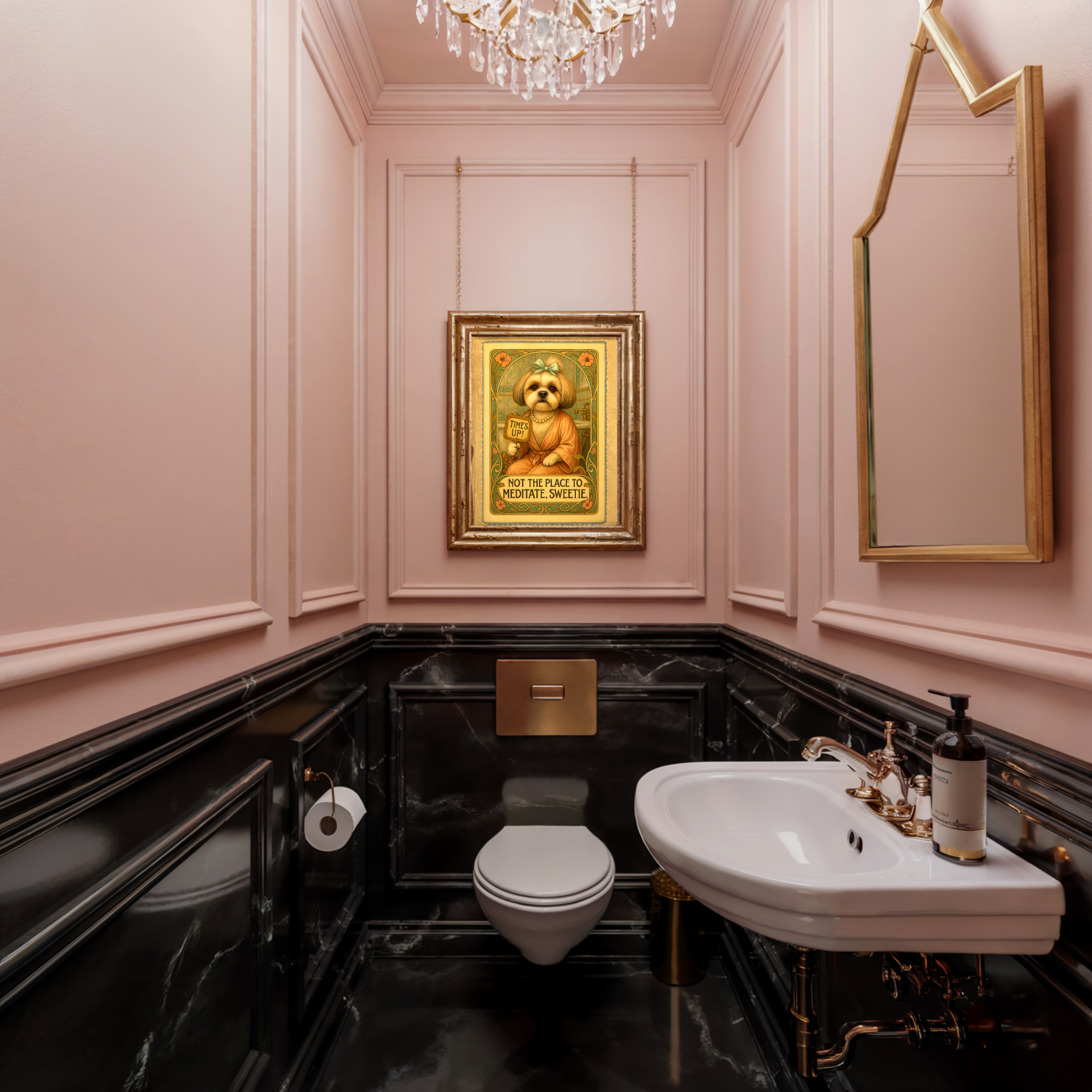 Shih Tzu Bathroom Poster – Vintage “Time’s Up” Toilet Wall Art