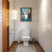 Humorous Dog Poster – Vintage Grunge Bulldog Art for Toilet