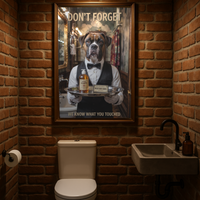 Boxer Butler Toilet Poster – Retro Bathroom Art in Vintage Print Style