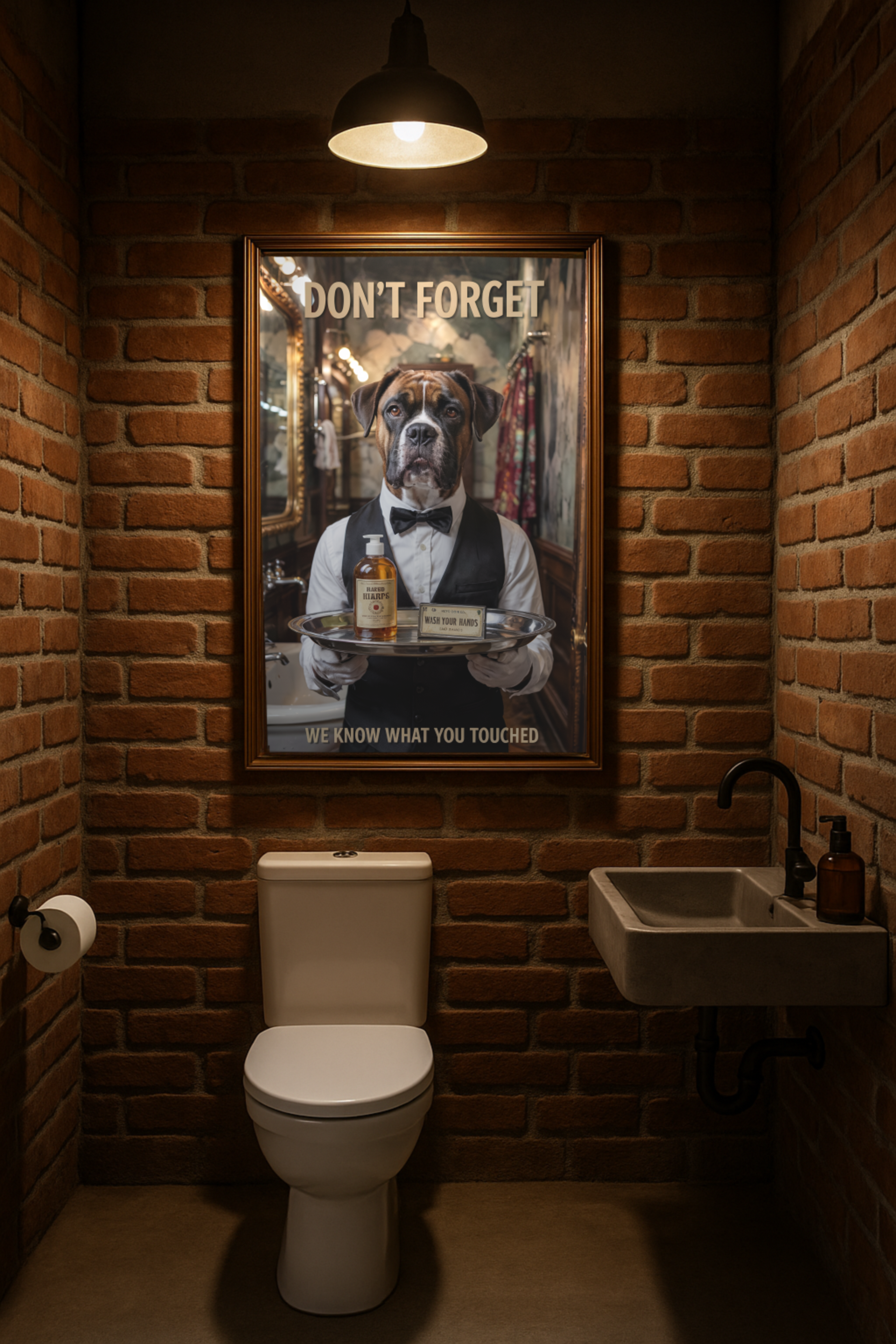 Boxer Butler Toilet Poster – Retro Bathroom Art in Vintage Print Style