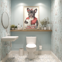 French Bulldog Toilet Poster – Vintage Style Bathroom Art Print
