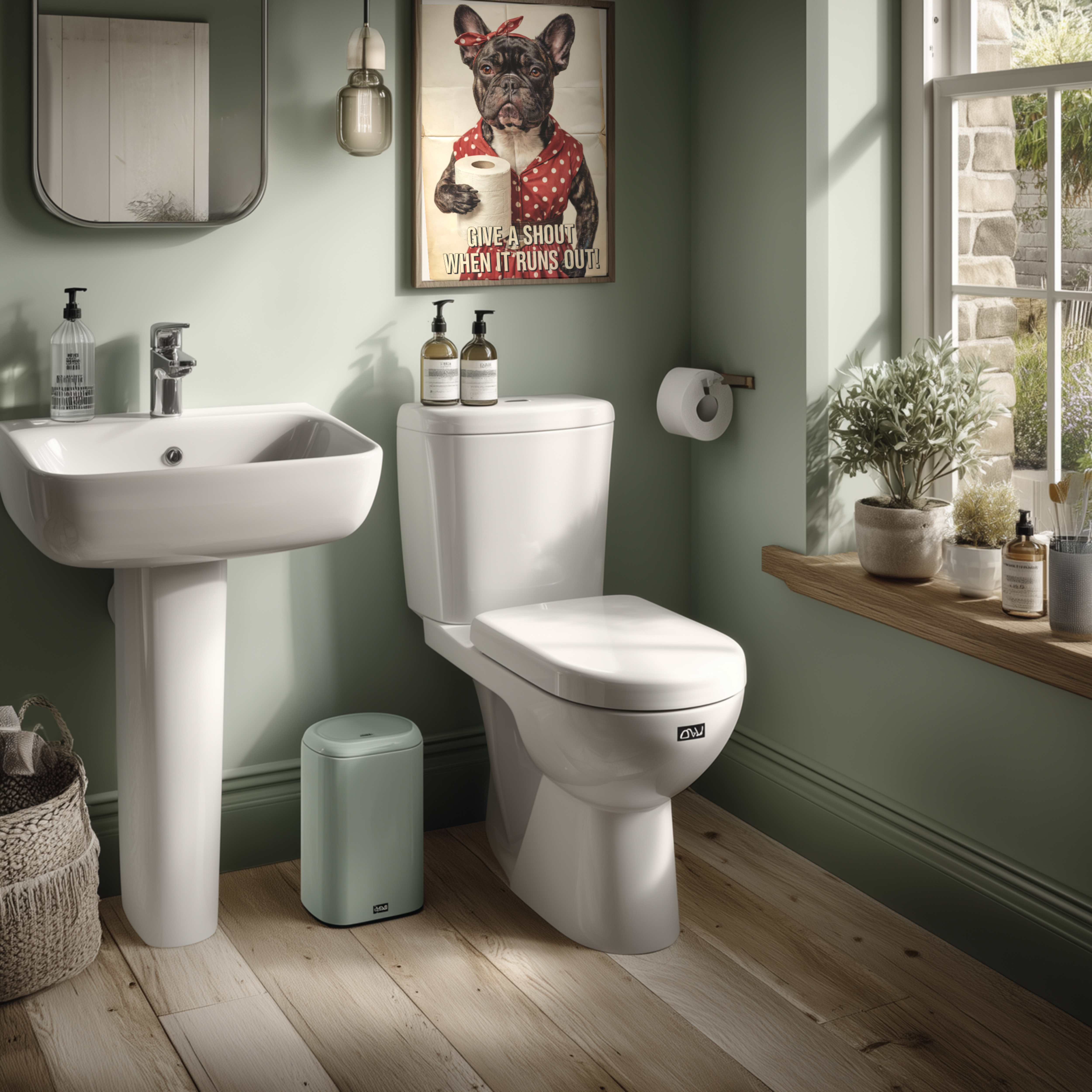 French Bulldog Toilet Poster – Vintage Style Bathroom Art Print