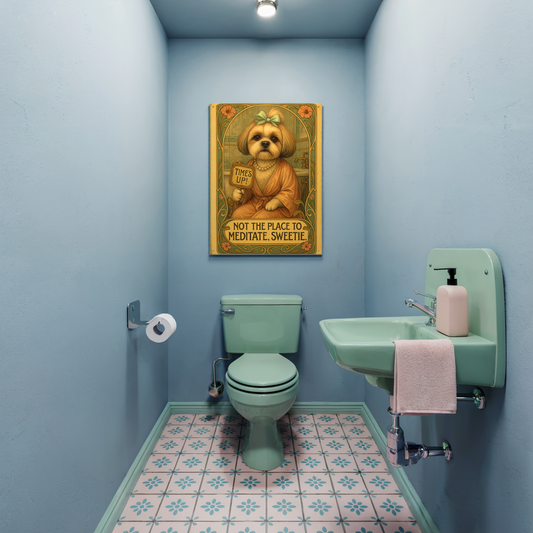 Shih Tzu Bathroom Poster – Vintage “Time’s Up” Toilet Wall Art