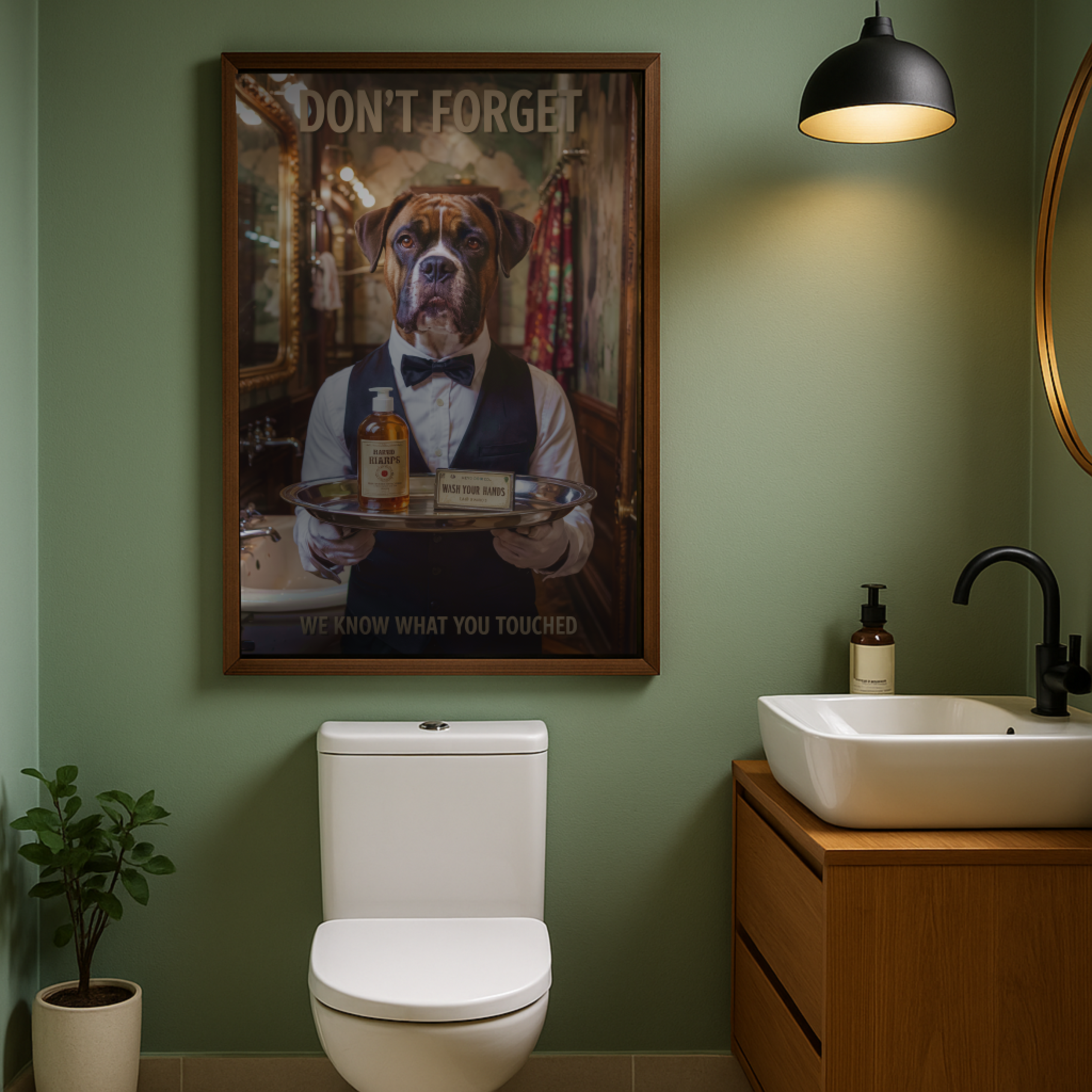 Boxer Butler Toilet Poster – Retro Bathroom Art in Vintage Print Style