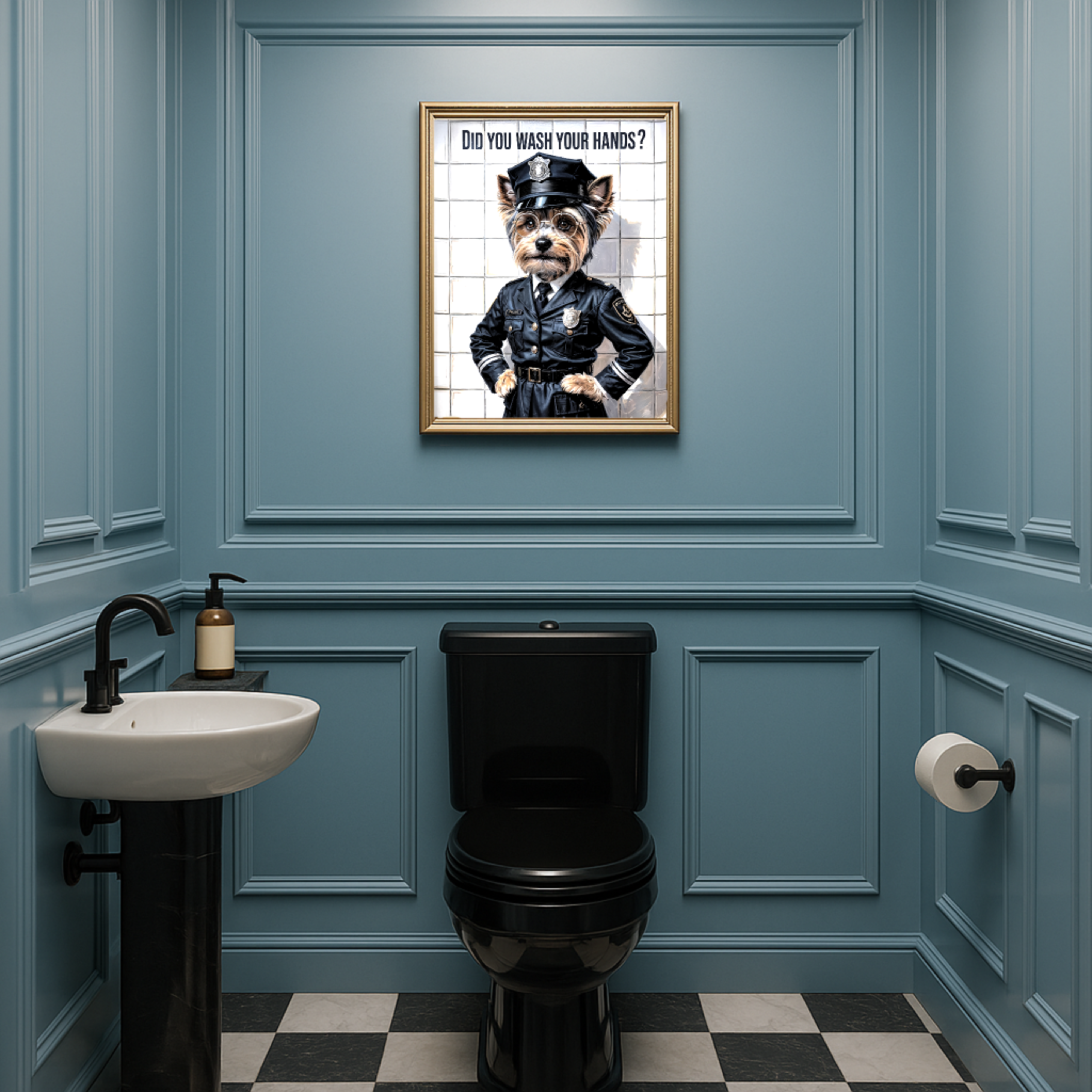 Yorkshire Terrier Bathroom Poster – Funny Handwashing  Wall Art