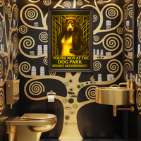 Doberman Bathroom Poster – Art Deco Toilet Print with Attitude