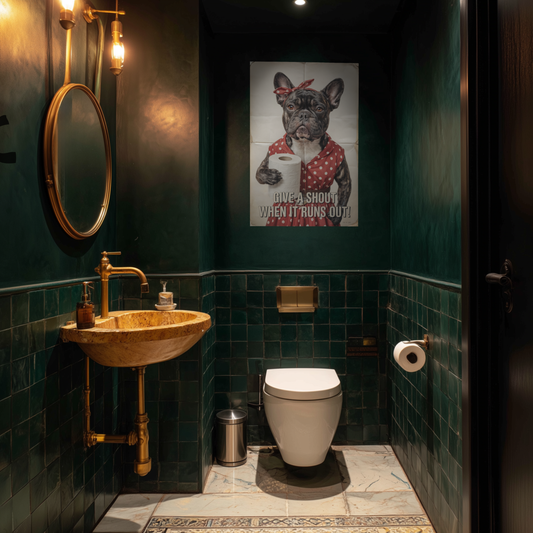 French Bulldog Toilet Poster – Vintage Style Bathroom Art Print