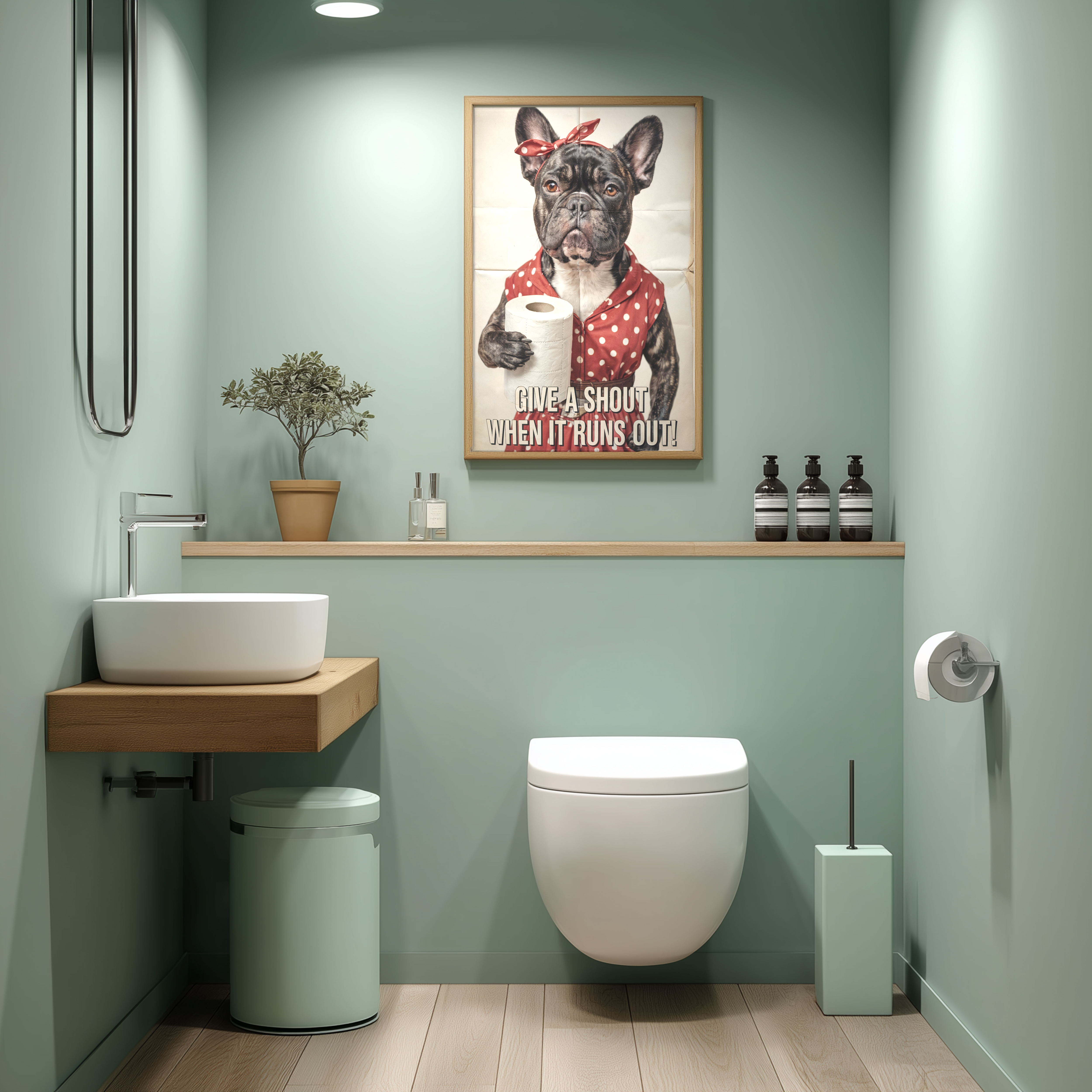 French Bulldog Toilet Poster – Vintage Style Bathroom Art Print