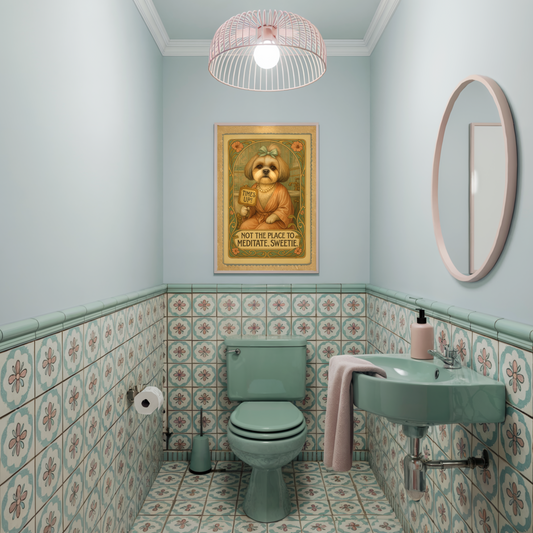 Shih Tzu Bathroom Poster – Vintage “Time’s Up” Toilet Wall Art