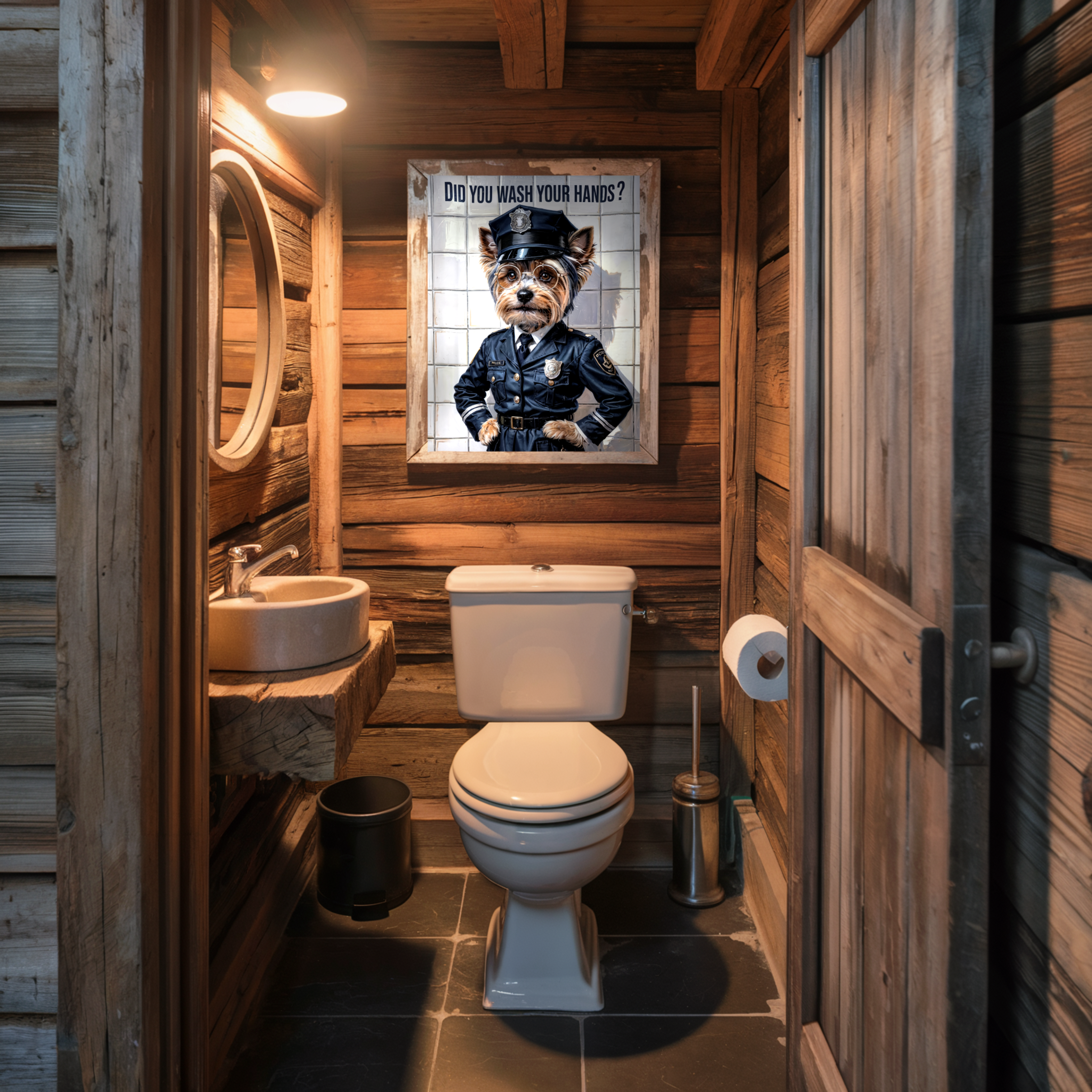 Yorkshire Terrier Bathroom Poster – Funny Handwashing  Wall Art