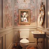 Poodle Bathroom Poster – “Merde” Funny French Toilet Art in Rococo Style