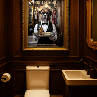 Boxer Butler Toilet Poster – Retro Bathroom Art in Vintage Print Style