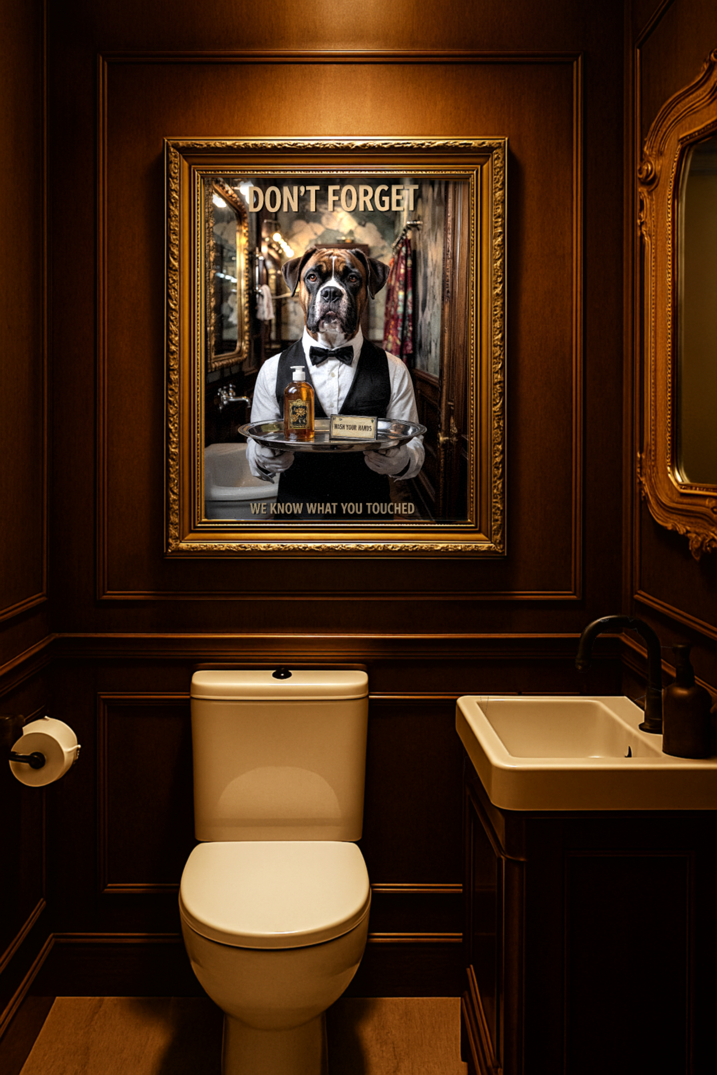 Boxer Butler Toilet Poster – Retro Bathroom Art in Vintage Print Style