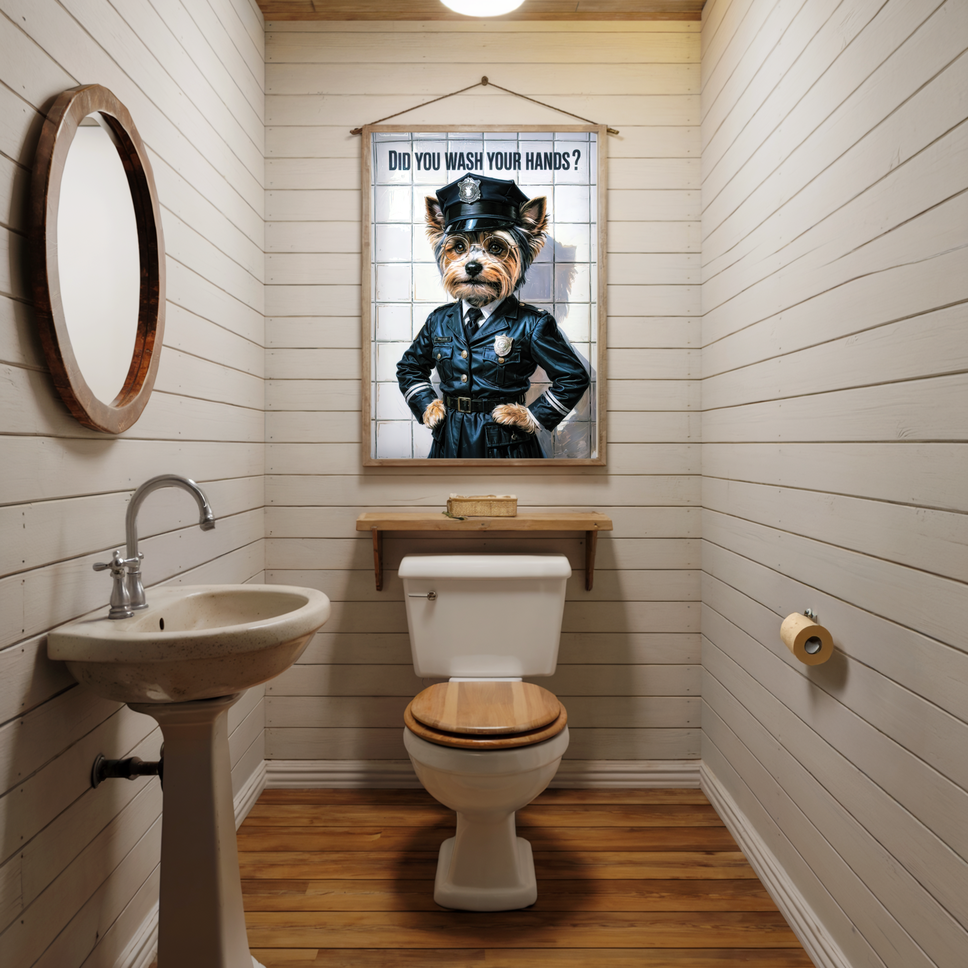 Yorkshire Terrier Bathroom Poster – Funny Handwashing  Wall Art