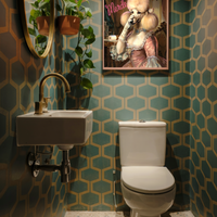Poodle Bathroom Poster – “Merde” Funny French Toilet Art in Rococo Style