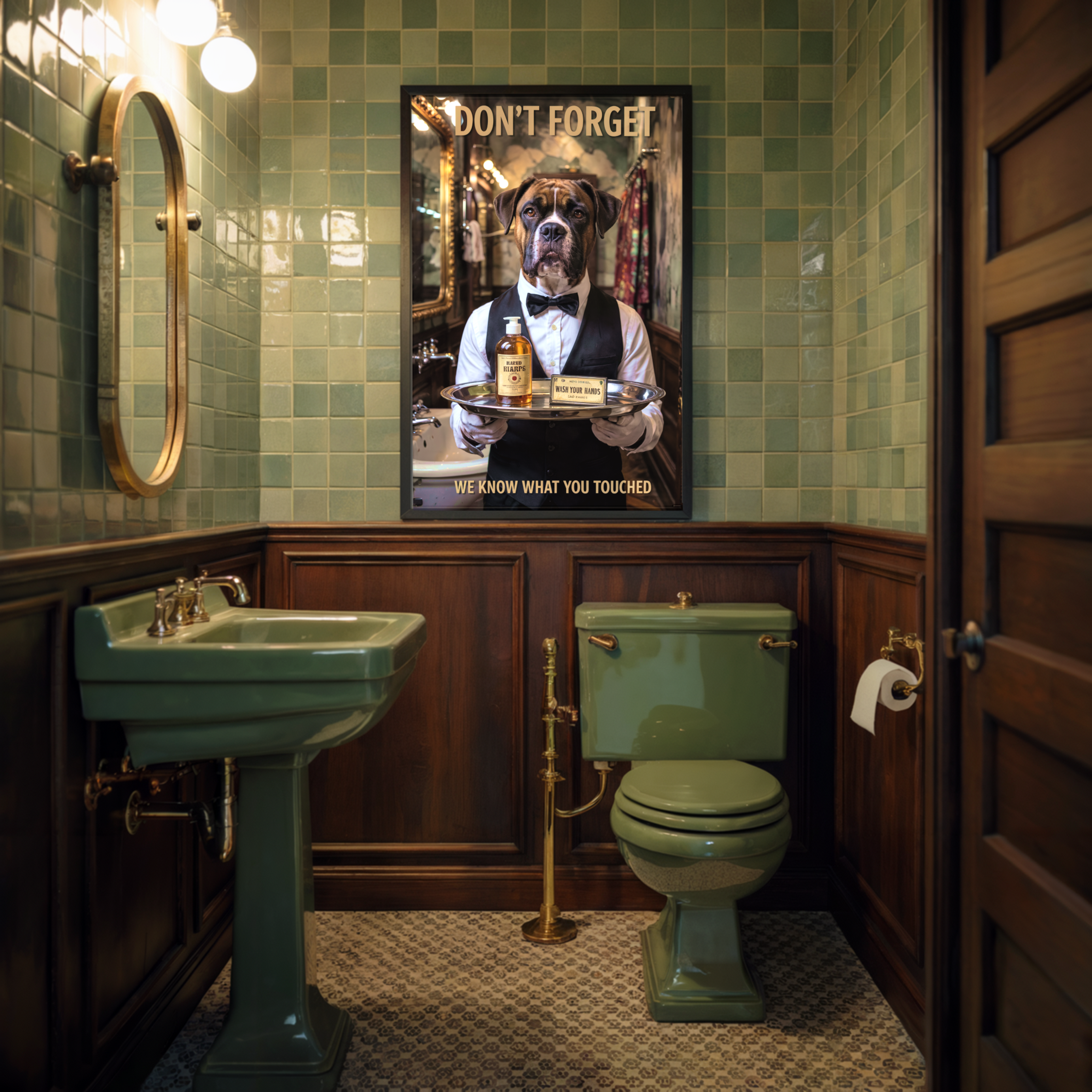 Boxer Butler Toilet Poster – Retro Bathroom Art in Vintage Print Style