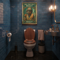 Toilet Inspector Dachshund Poster – Funny Bathroom Wall Art with Retro Detective Style