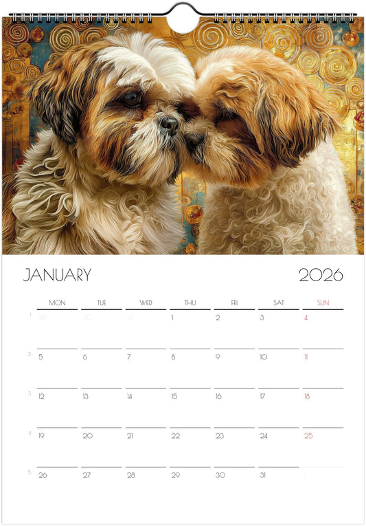 Shih Tzu Calendar 2026 – Art Style Dog Wall Calendar, 12 Month Planner, Unique Gift for Shih Tzu Lovers