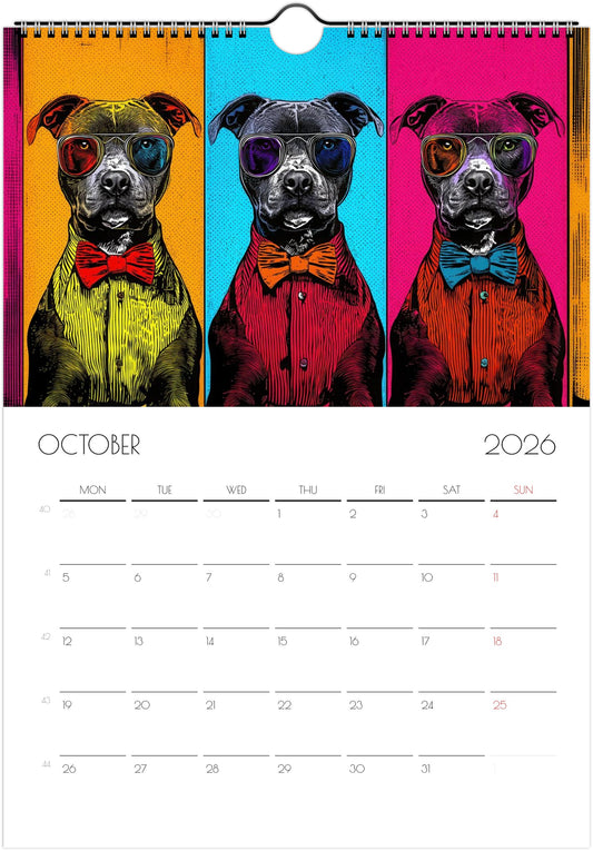 Pitbull Calendar 2026 – Art-Style Dog Calendar with 12 Unique Designs