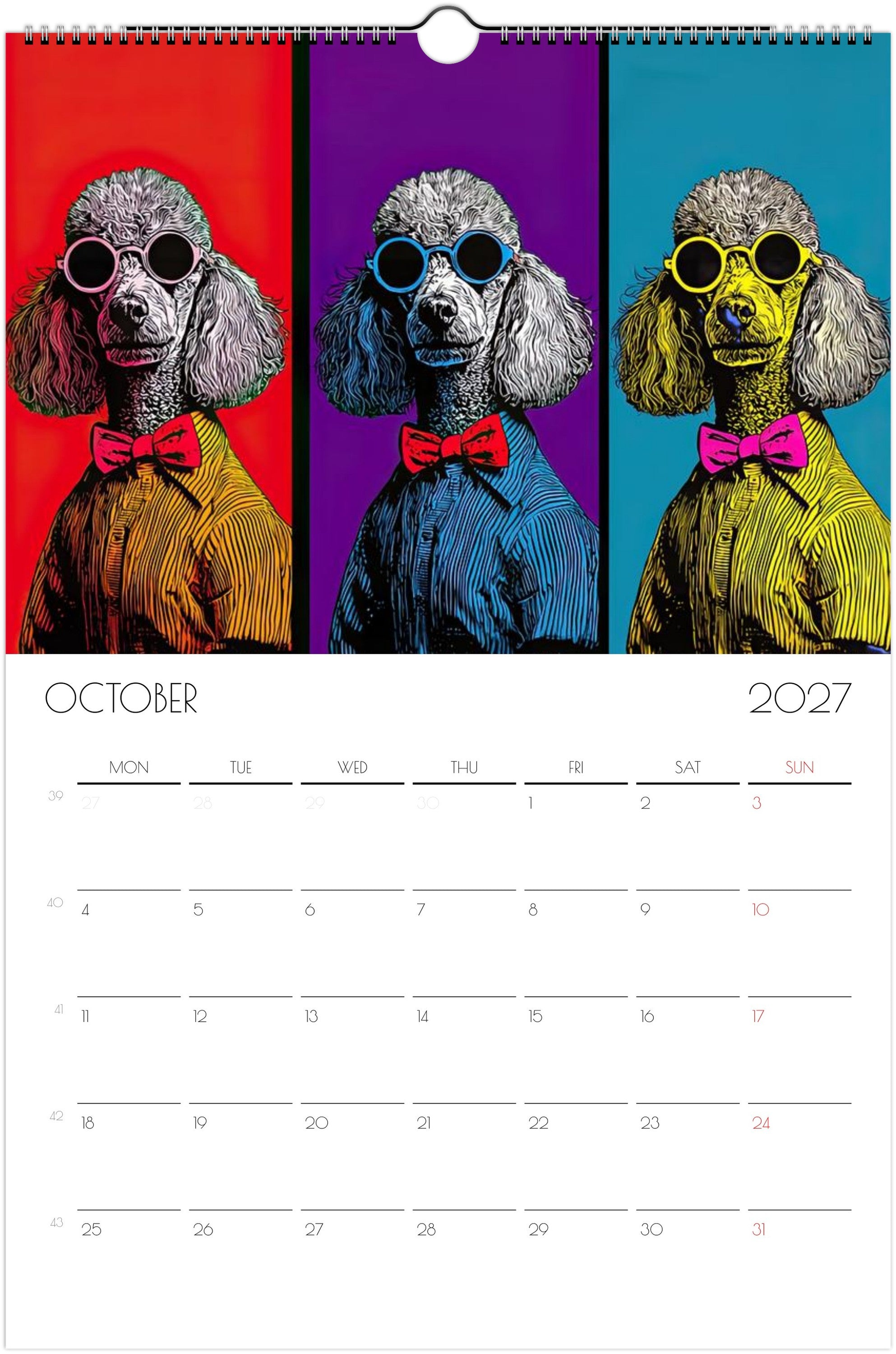 Poedelkalender 2027 – 12 maanden kunstkalender voor aan de muur voor poedelliefhebbers
