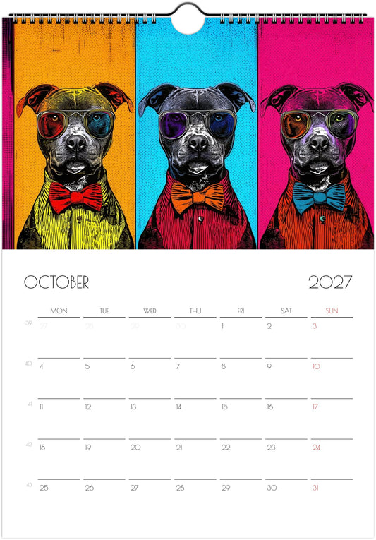 Pitbull Kalender 2027 – 12 Maanden Kunst Kalender voor Pitbull Liefhebbers