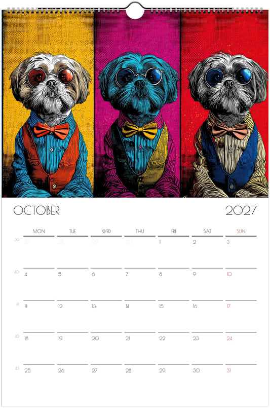 Shih Tzu Kalender 2027 – 12 Maanden Fine Art Honden Wandkalender voor Shih Tzu Liefhebbers